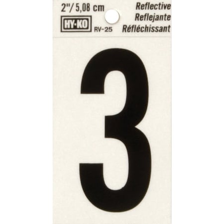 Hy-Ko Vinyl 2 In. Reflective Adhesive Number Three RV-25/3